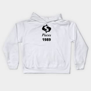 Black Zodiac Birthday Pisces 1989 Kids Hoodie